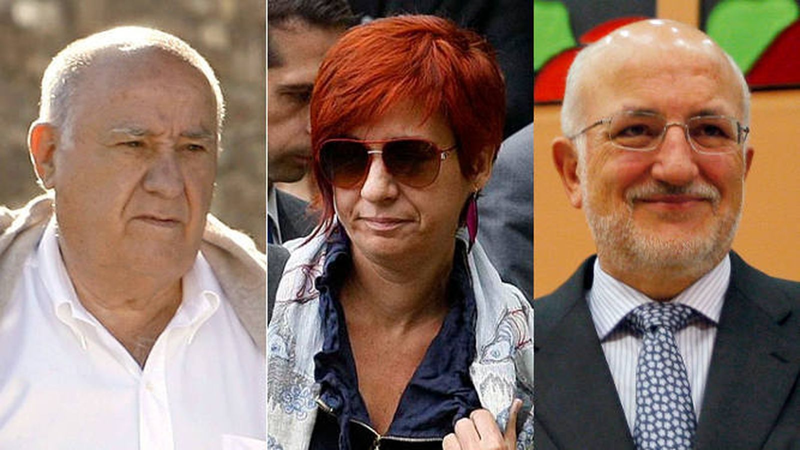 Amancio Ortega, su hija Sandra y Juan Roig.