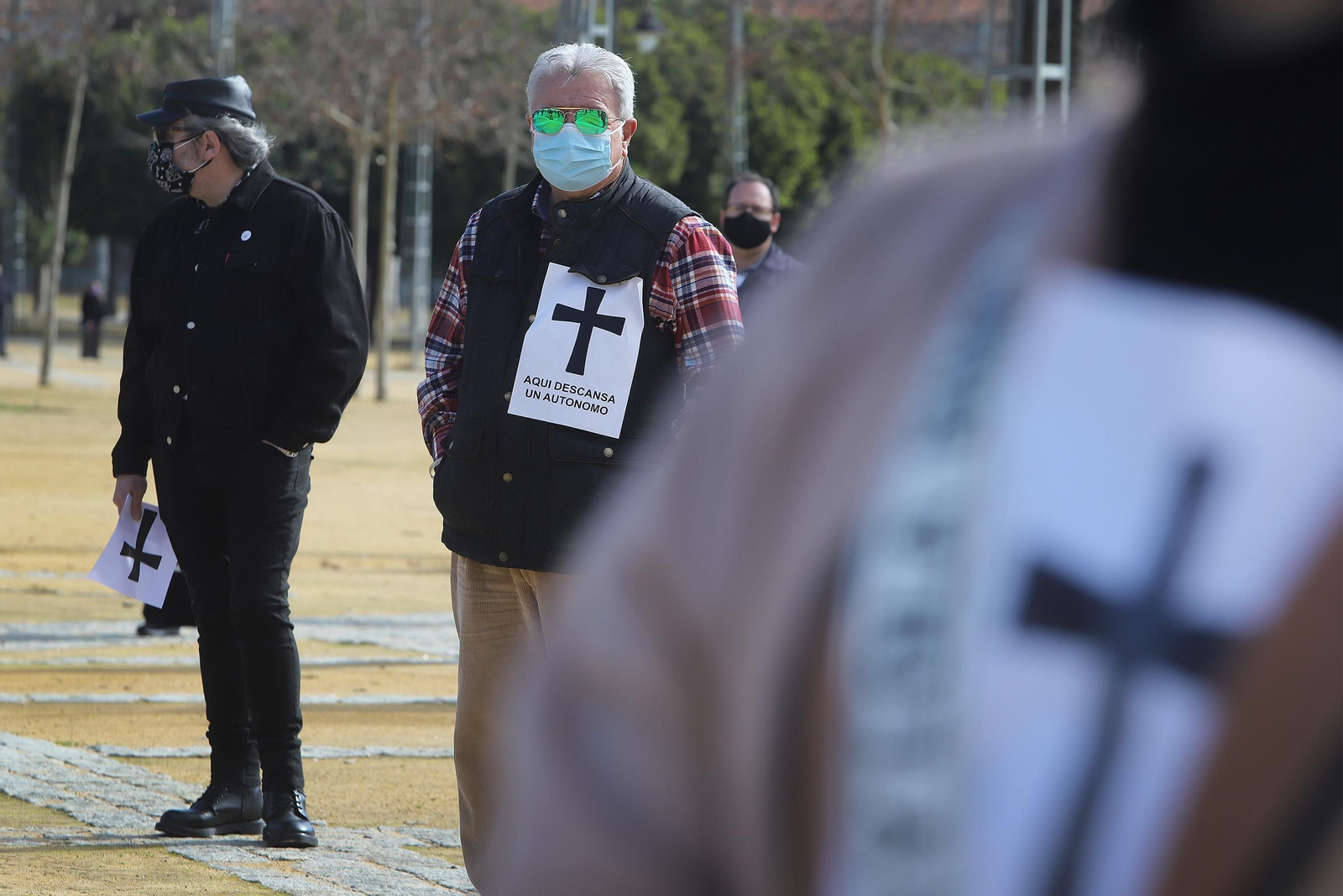 Contentración de los autónomos en el González Hontoria.