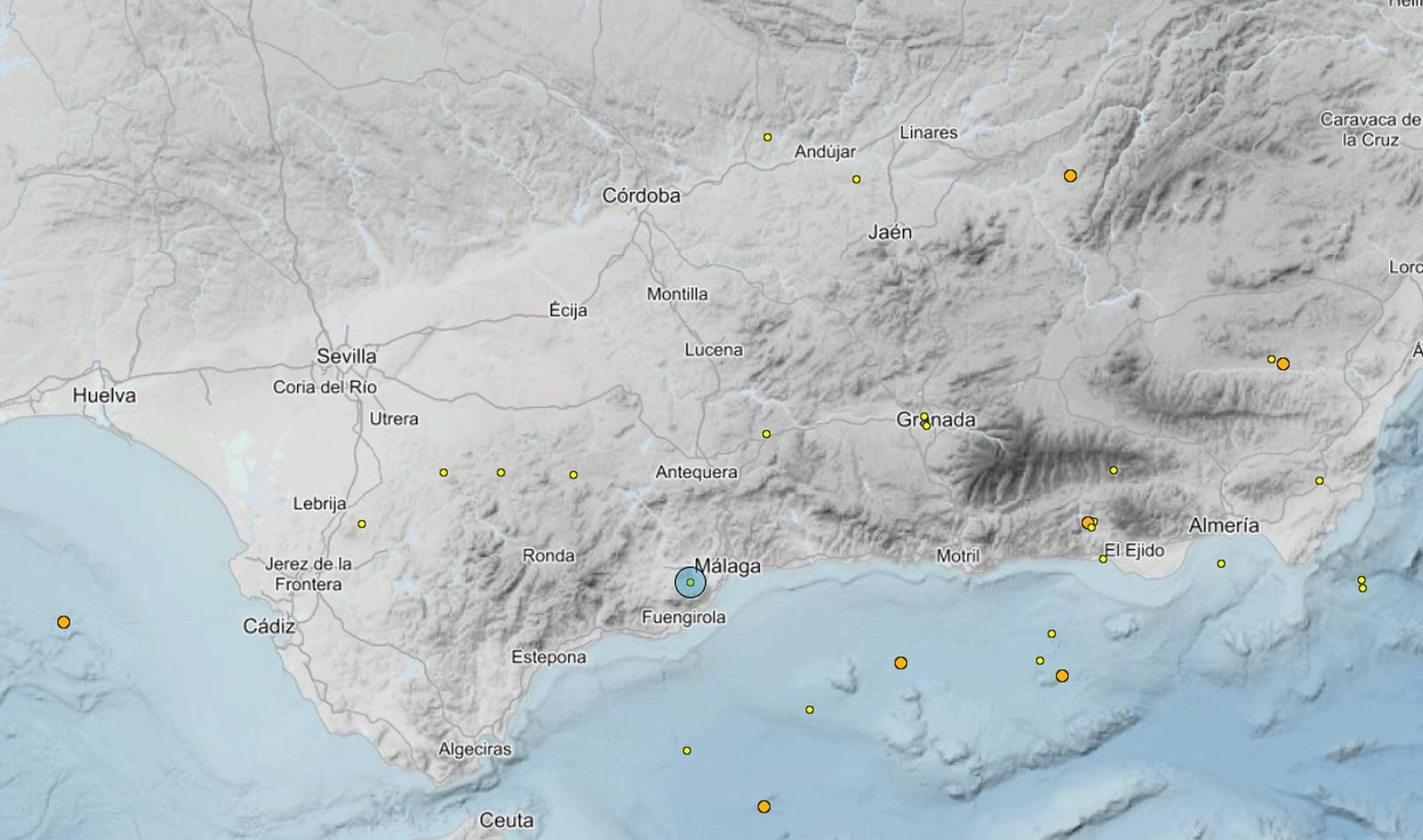 Actividad sísmica registrada en Andalucía y el mar de Alborán entre el 18 y el 23 de enero, según datos oficiales.