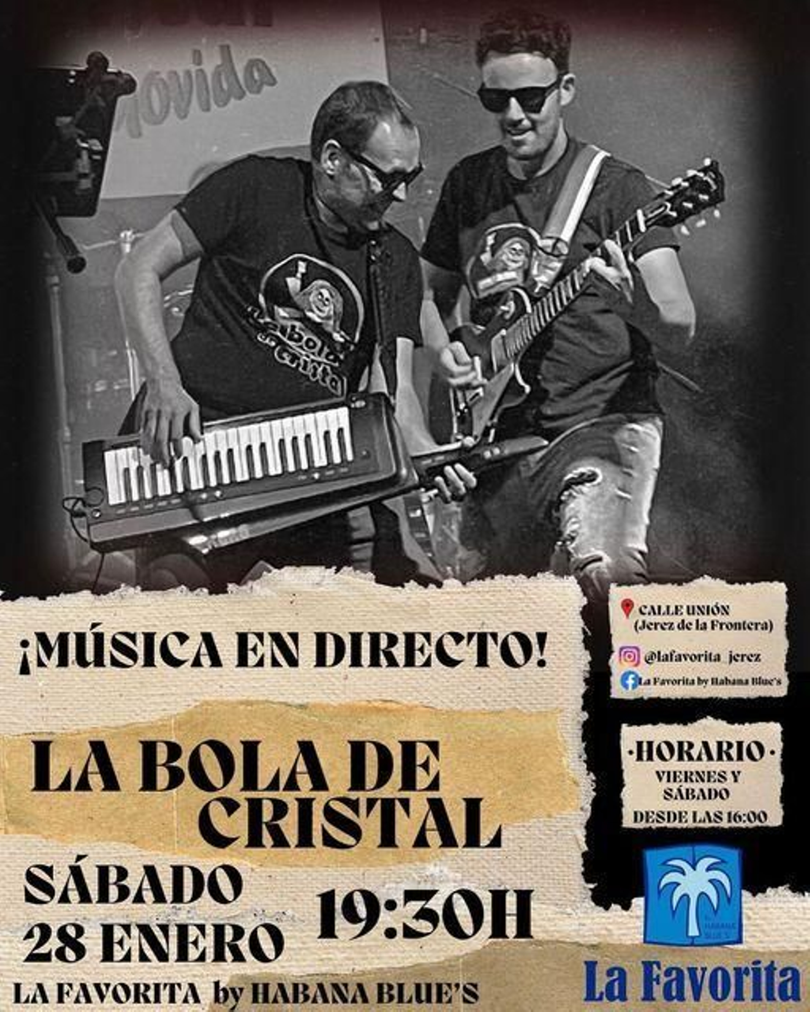 Cartel de una actuación en La Favorita.