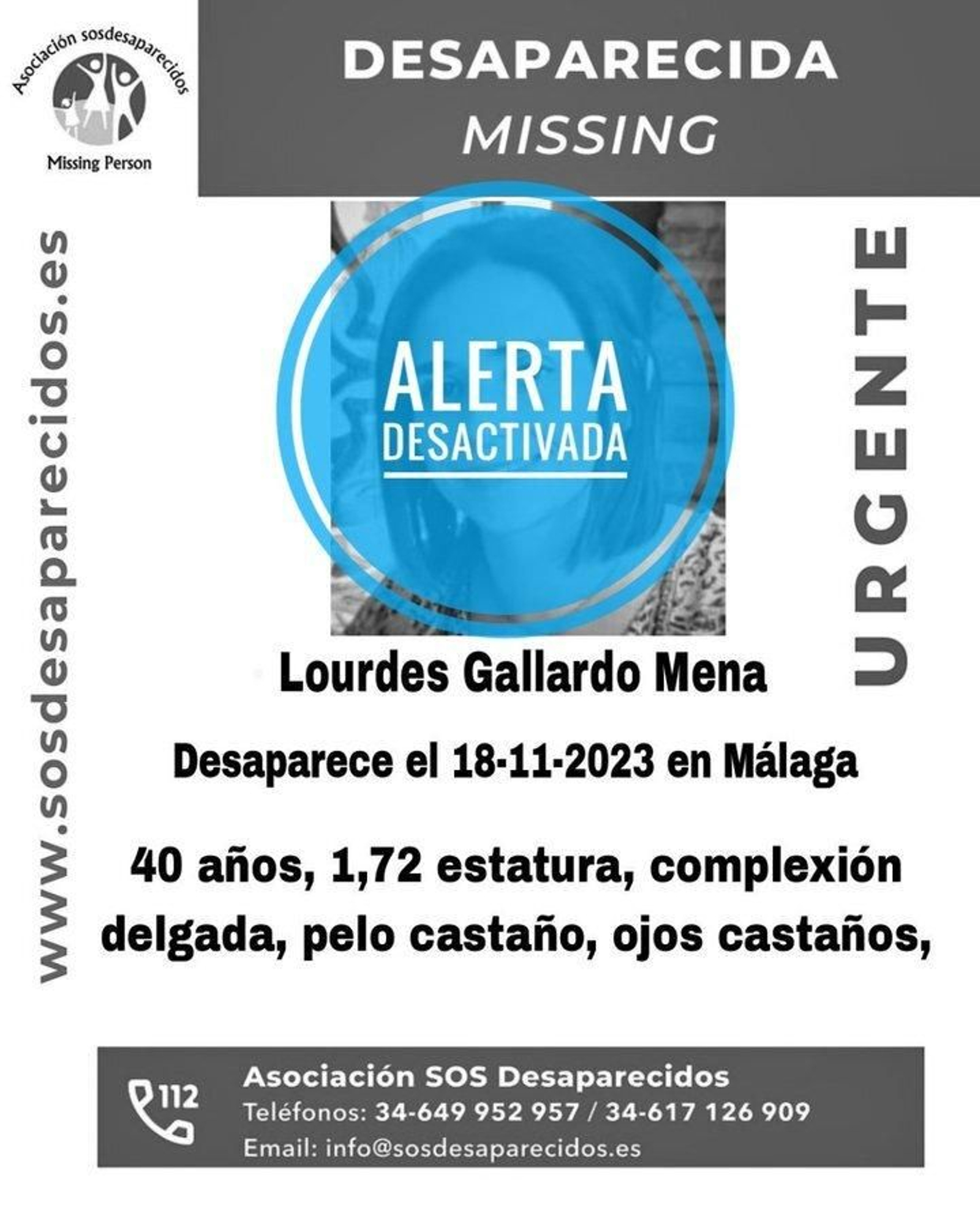 El cartel difundido por SOS Desaparecidos