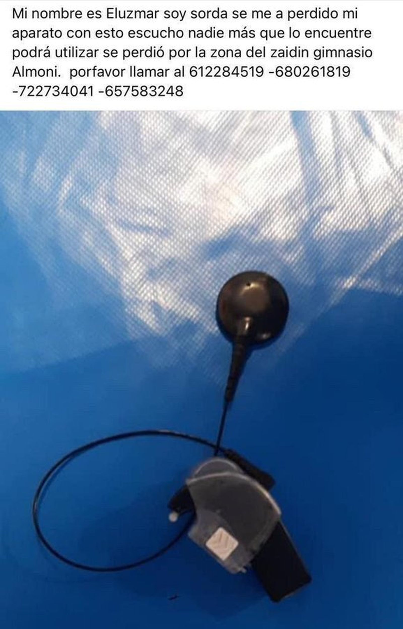 Granada se vuelva para encontrar el audífono de la niña sorda Eluzmar