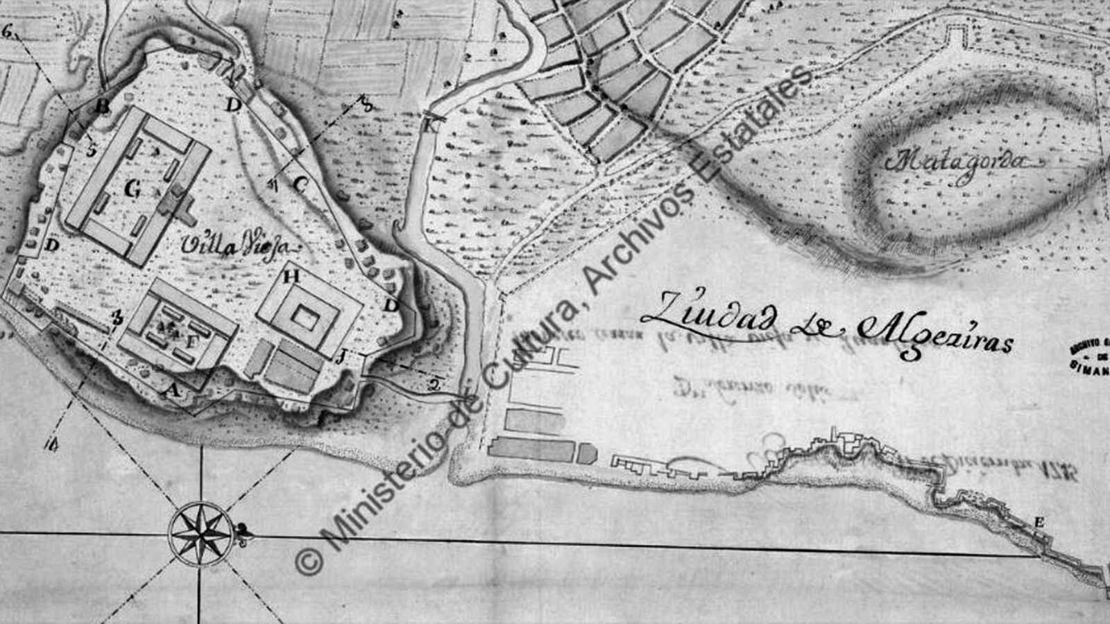 Proyecto militar sobre la meseta donde se construiría el Hotel Reina Cristina.