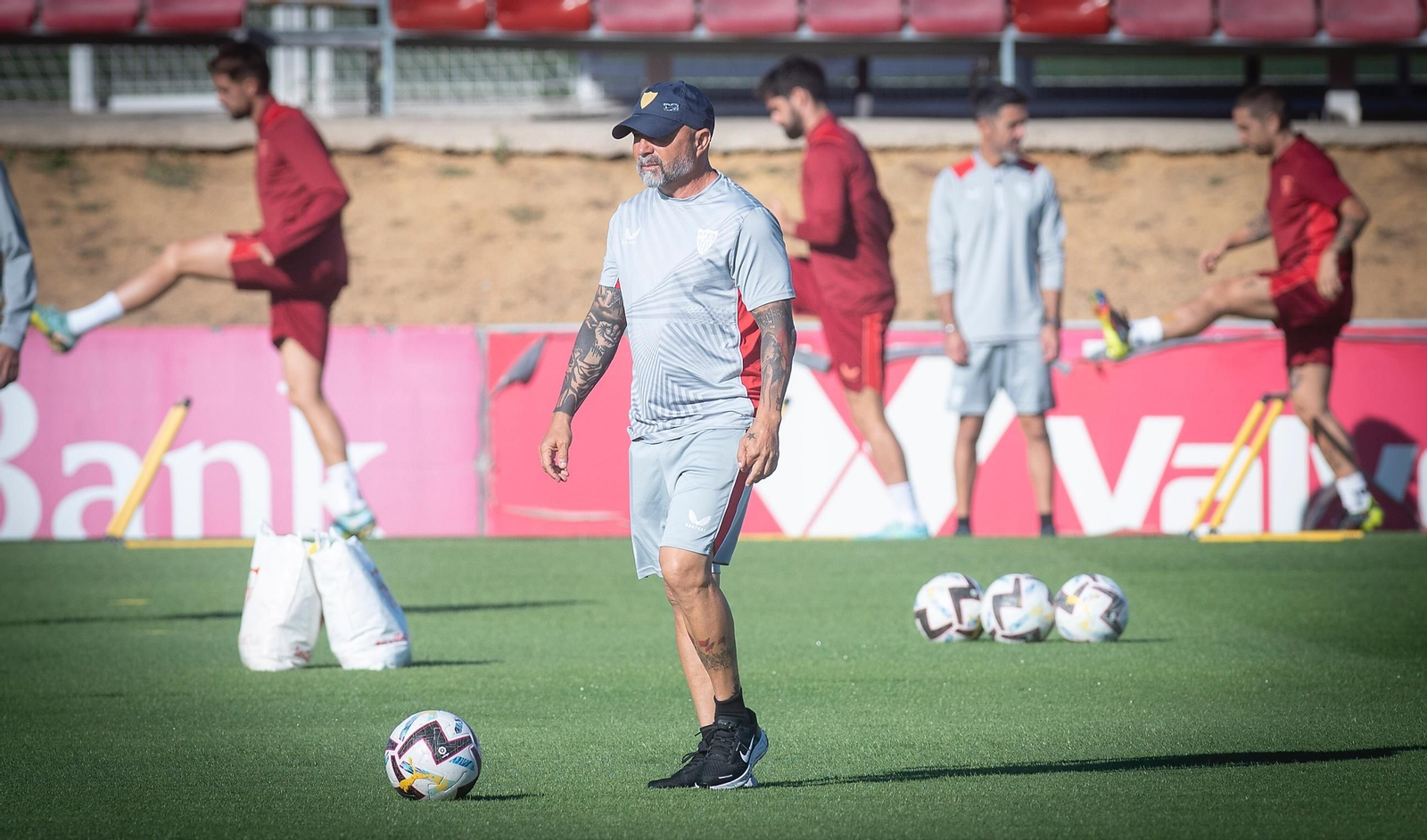 Sampaoli durante el entrenamiento de este viernes.