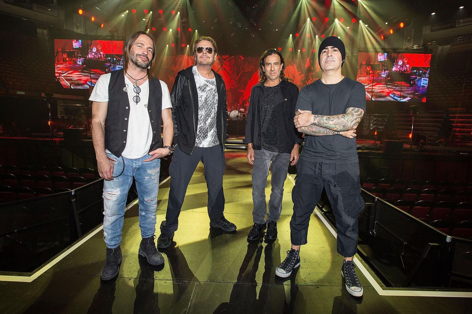 La banda Maná formada por Fher Olvera, Juan Calleros, Alex González y Sergio Vallín.
