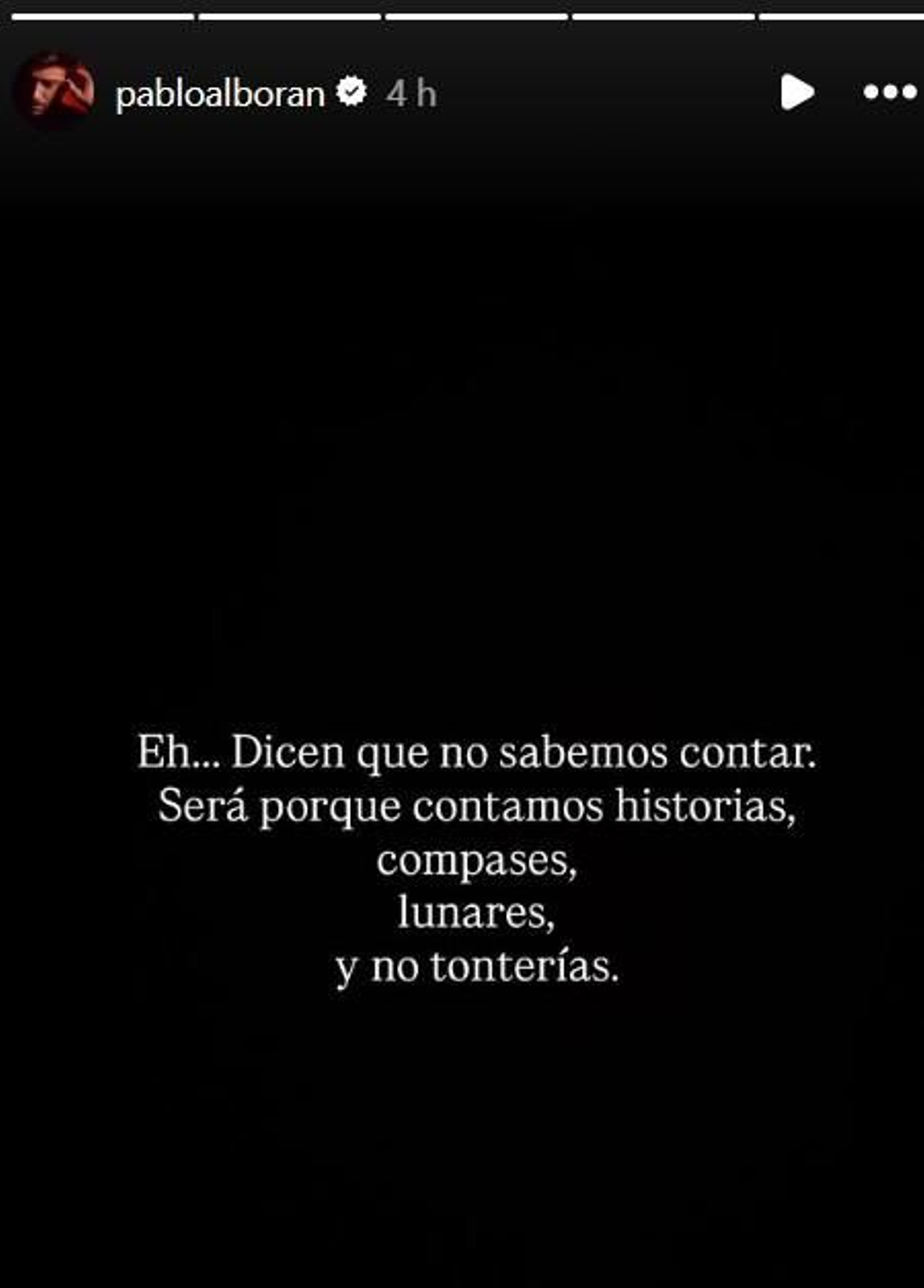 Captura de una stories de Pablo Alborán sobre el insulto de Feijóo a los andaluces