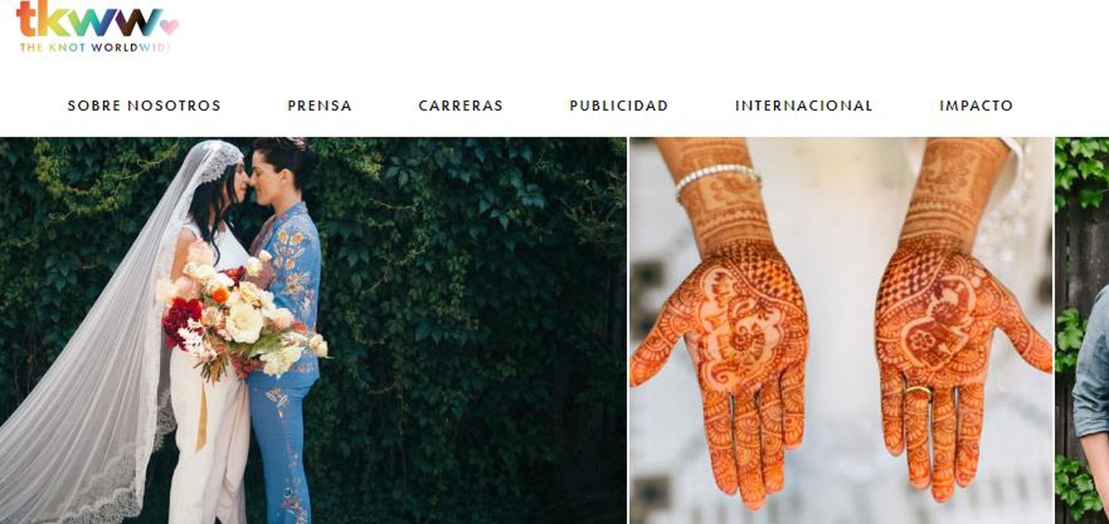 Página web de The Knot Worldwide.