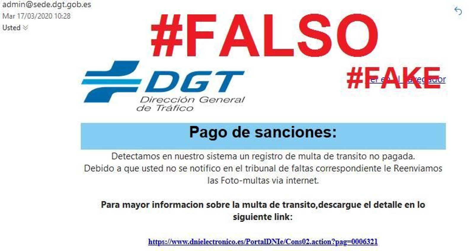 Alertan de una campaña fraudulenta que suplanta a la DGT e instala un virus