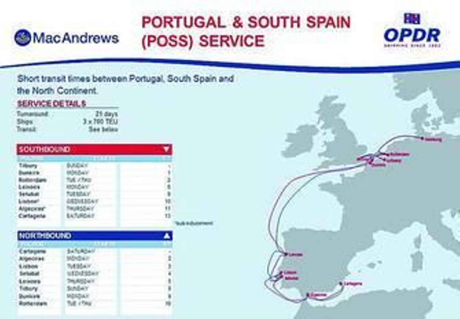 La web de OPDR ya incluye este gráfico con la ruta en la que se ha dejado de contar con el muelle de Cádiz.