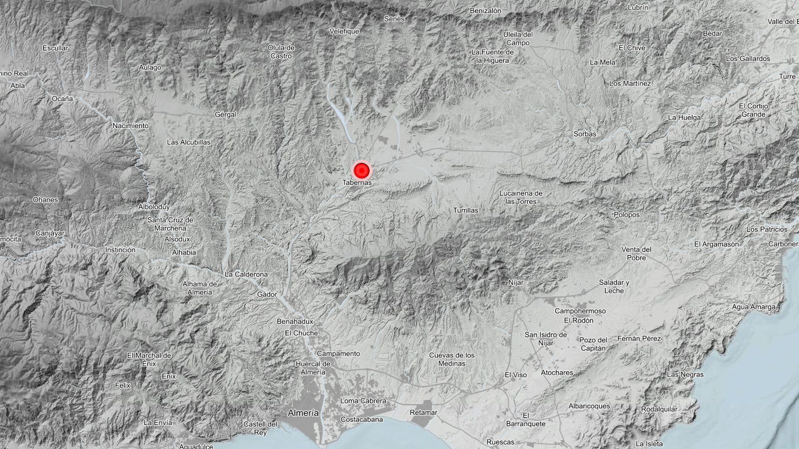 Terremoto en Tabernas (Almería) en la madrugada del luens 16 de febrero.