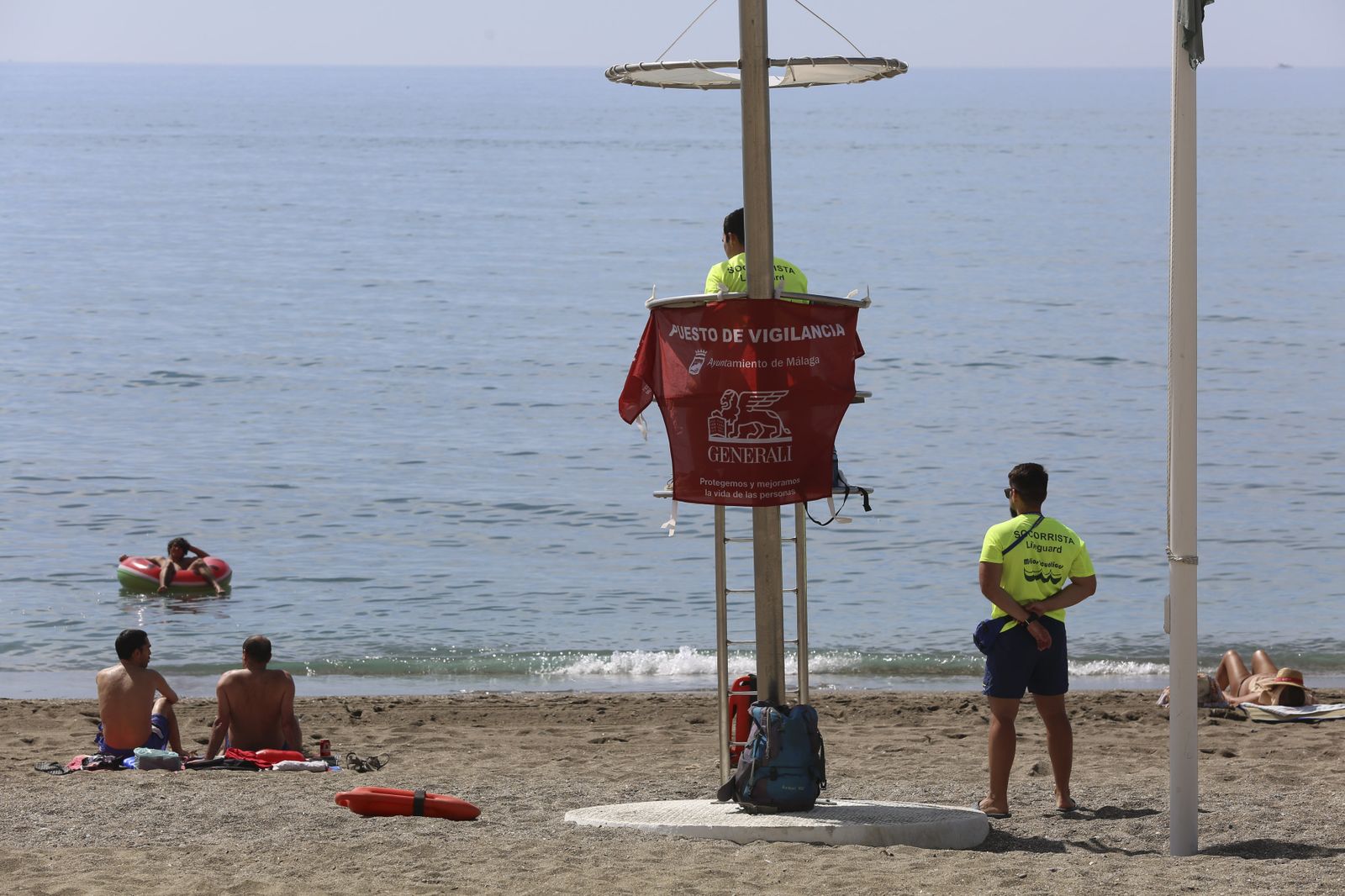 Un puesto de socorro en una playa de Málaga