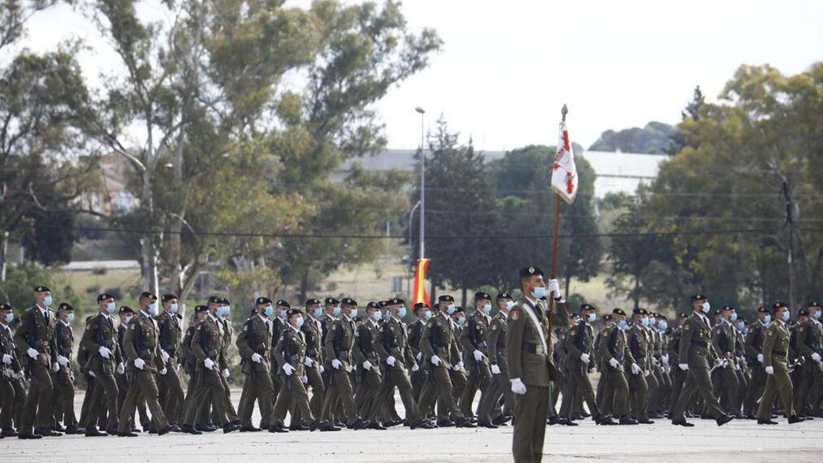 Efectivos de la Brigada, en su reciente parada militar en la base de Cerro Muriano.