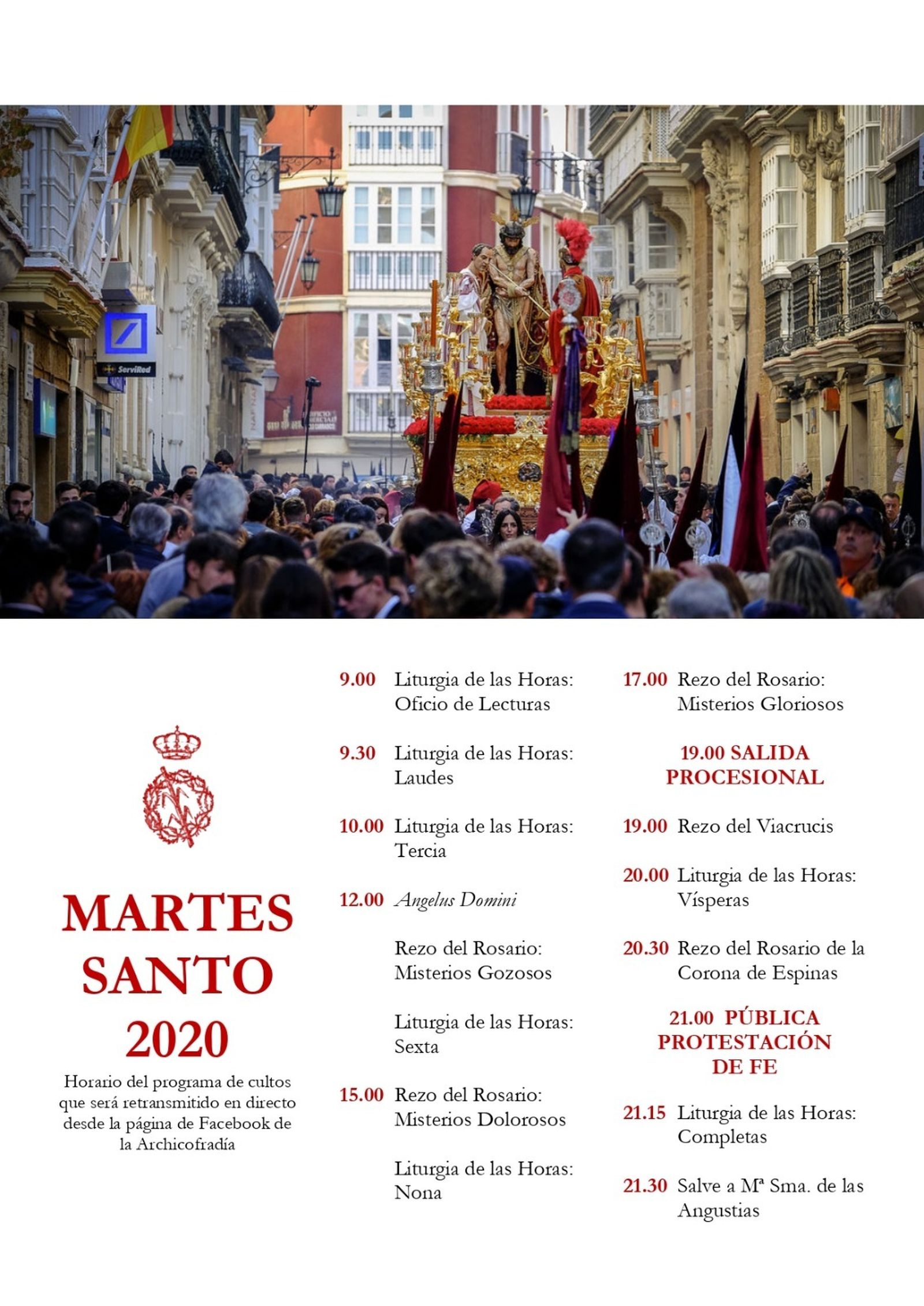 Programa de cultos anunciado por la cofradía de Ecce-Homo