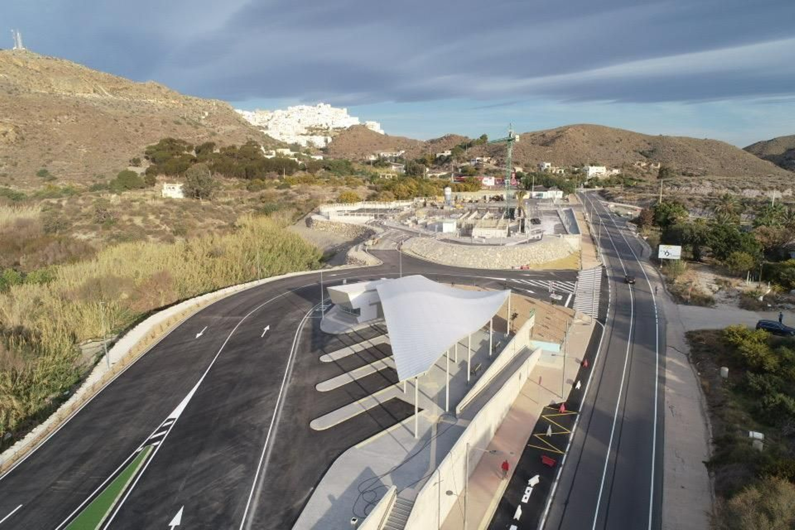 Vista aérea de la estación de autobuses de Mojácar. Vista aérea de la estación de autobuses de Mojácar.