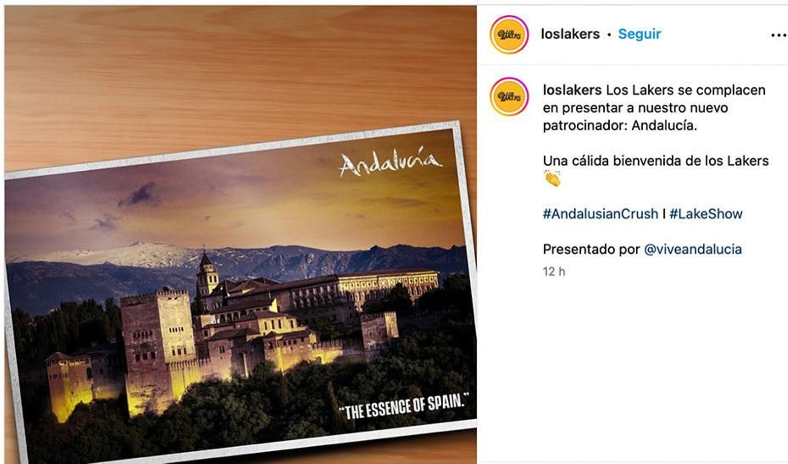 Publicación de Instagram con la Alhambra.