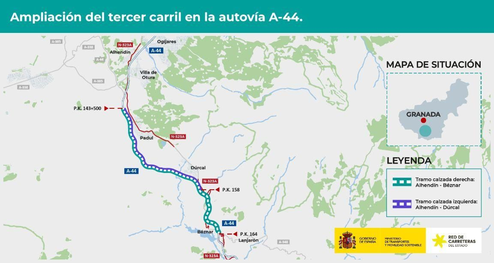 Mapa de actuación para la ampliación de la autovía de la Costa