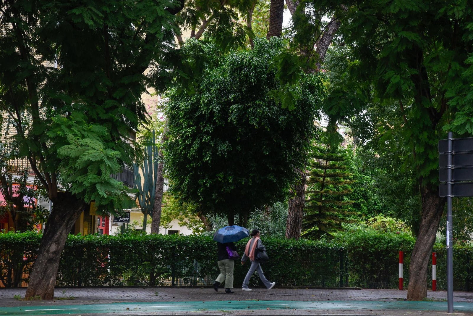 Jardines del residencial Condes de Bustillo, en la Avenida de Ramón y Cajal.