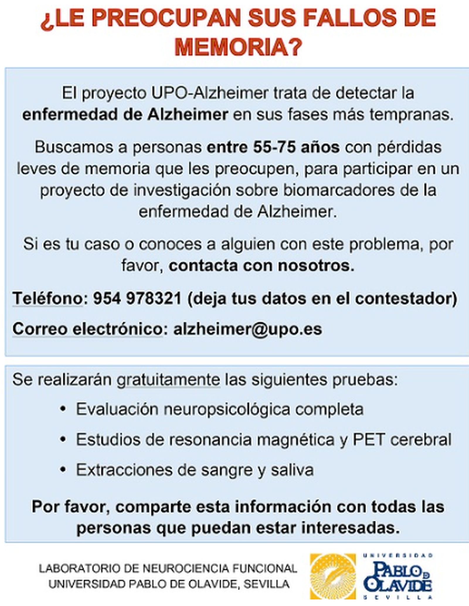 El anuncio del proyecto para el que se buscan voluntarios