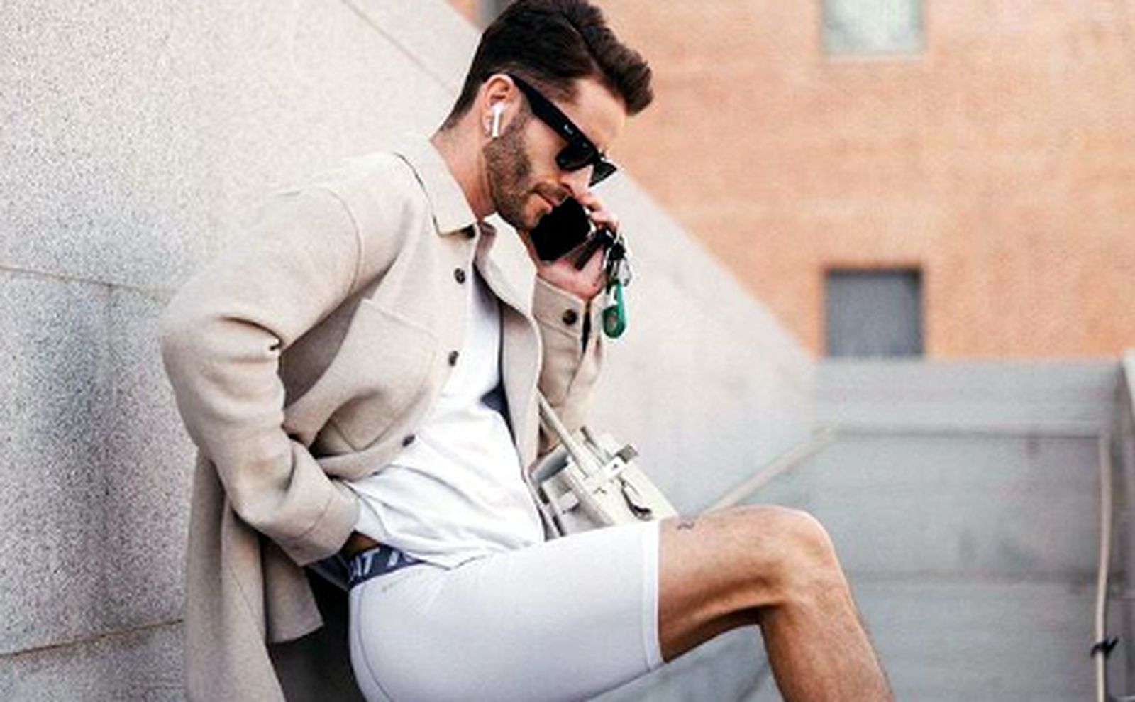 Pelayo, con las mallas de su polémico 'outfit'.