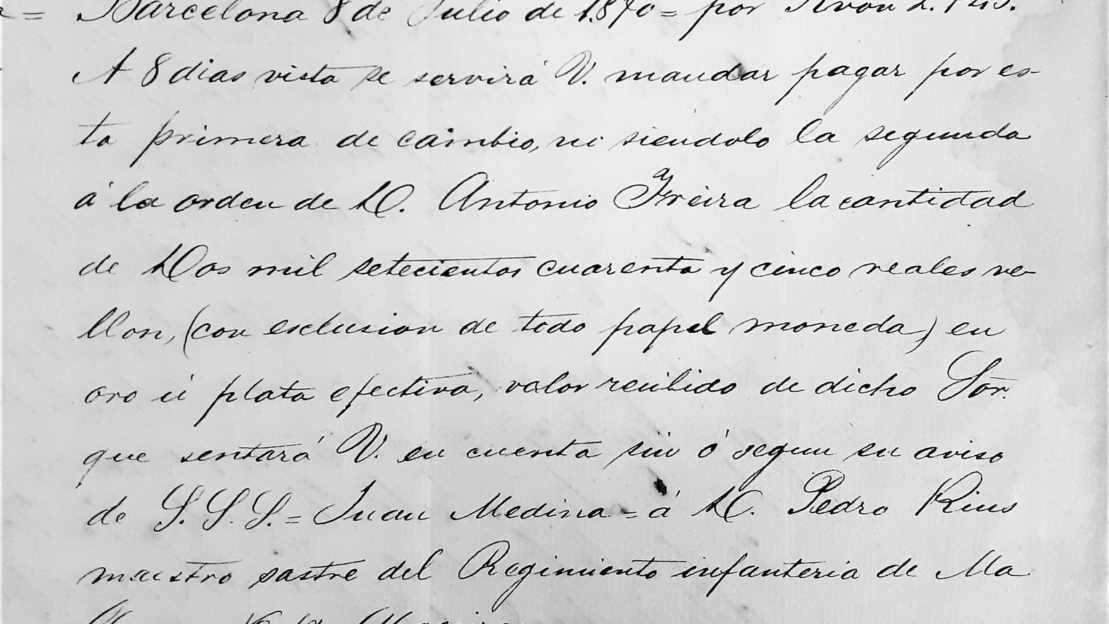 Deuda del maestro sastre Pedro Rius destinado en Algeciras