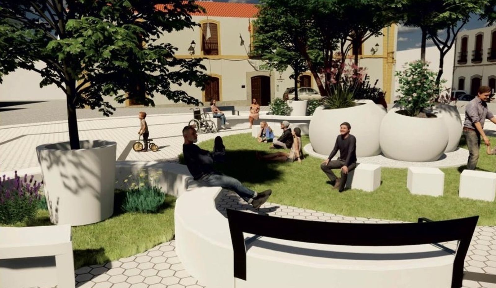 Recreación de la nueva  imagen de la Plaza de la Constitución de El Viso.