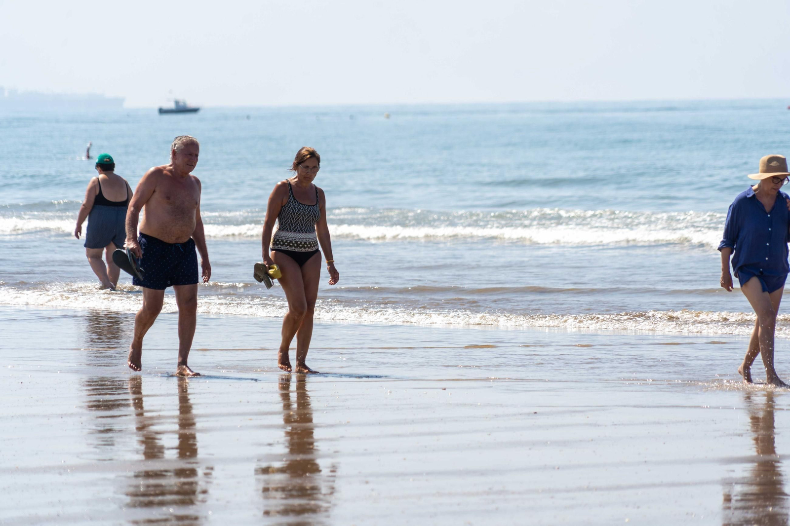 Ambiente de las playas de Punta Umbría la mañana del sábado 9 de agosto