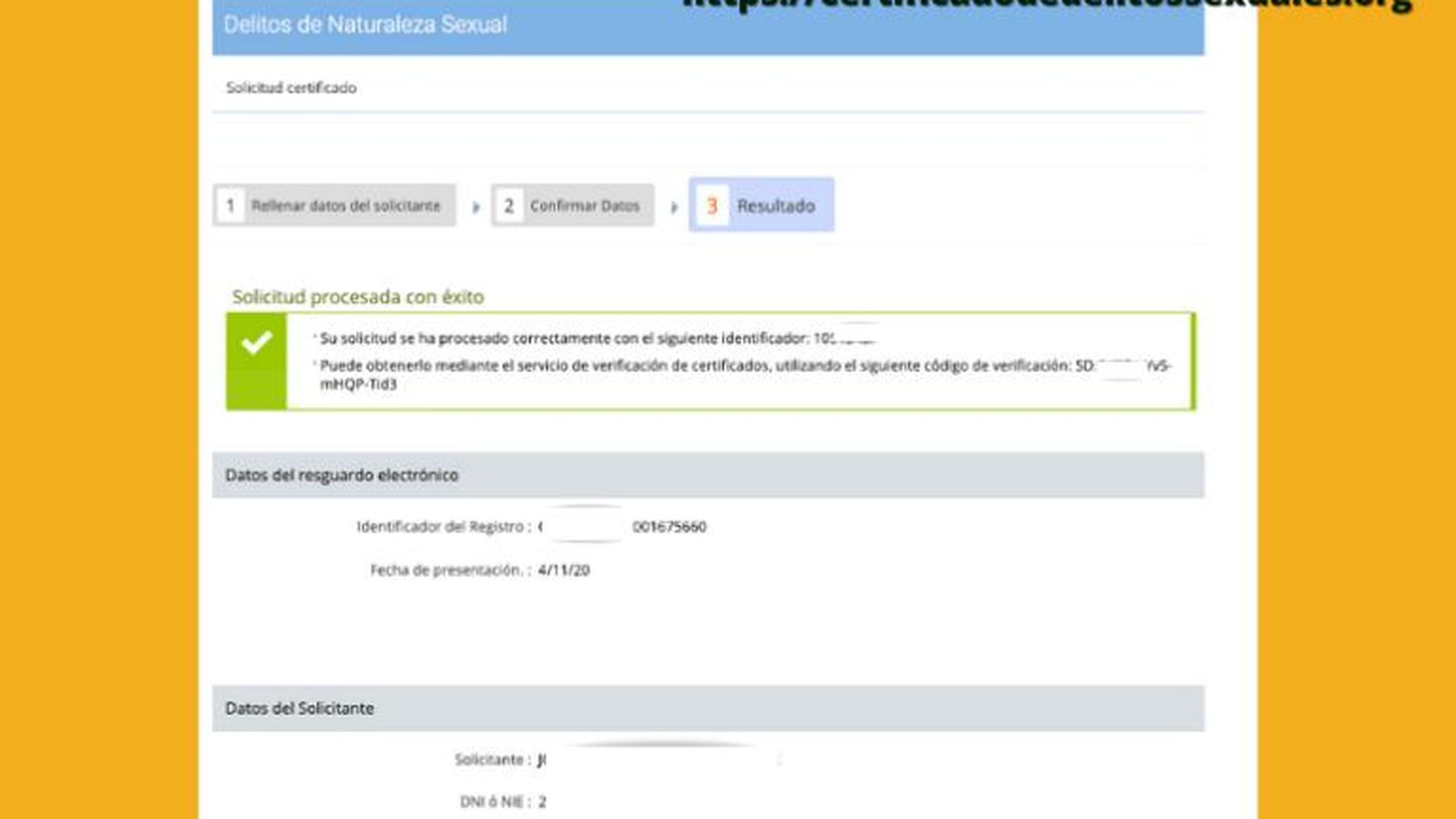 Último paso para conseguir el certificado