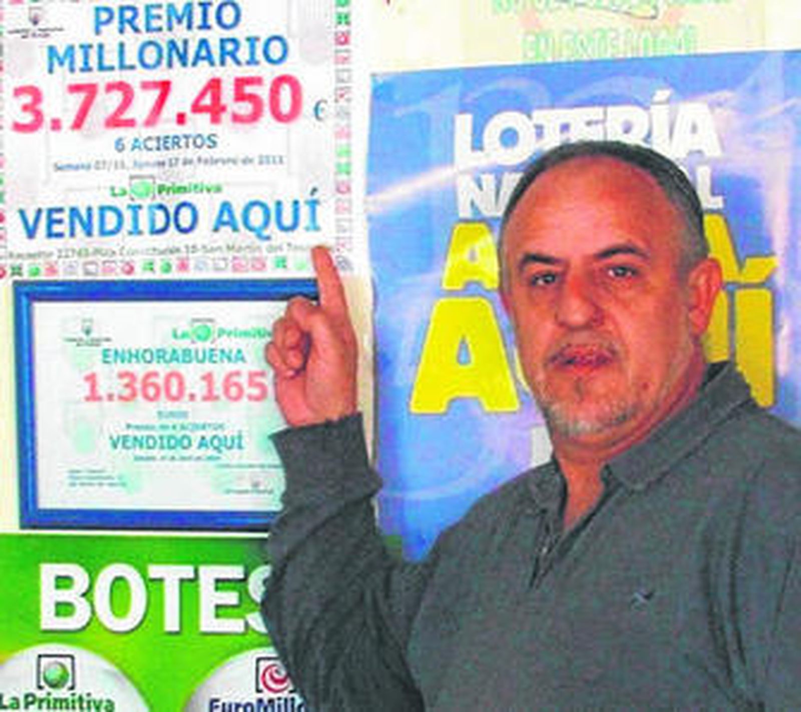 Juan Riscos, que vendió el boleto ganador de La Primitiva en el Tesorillo.