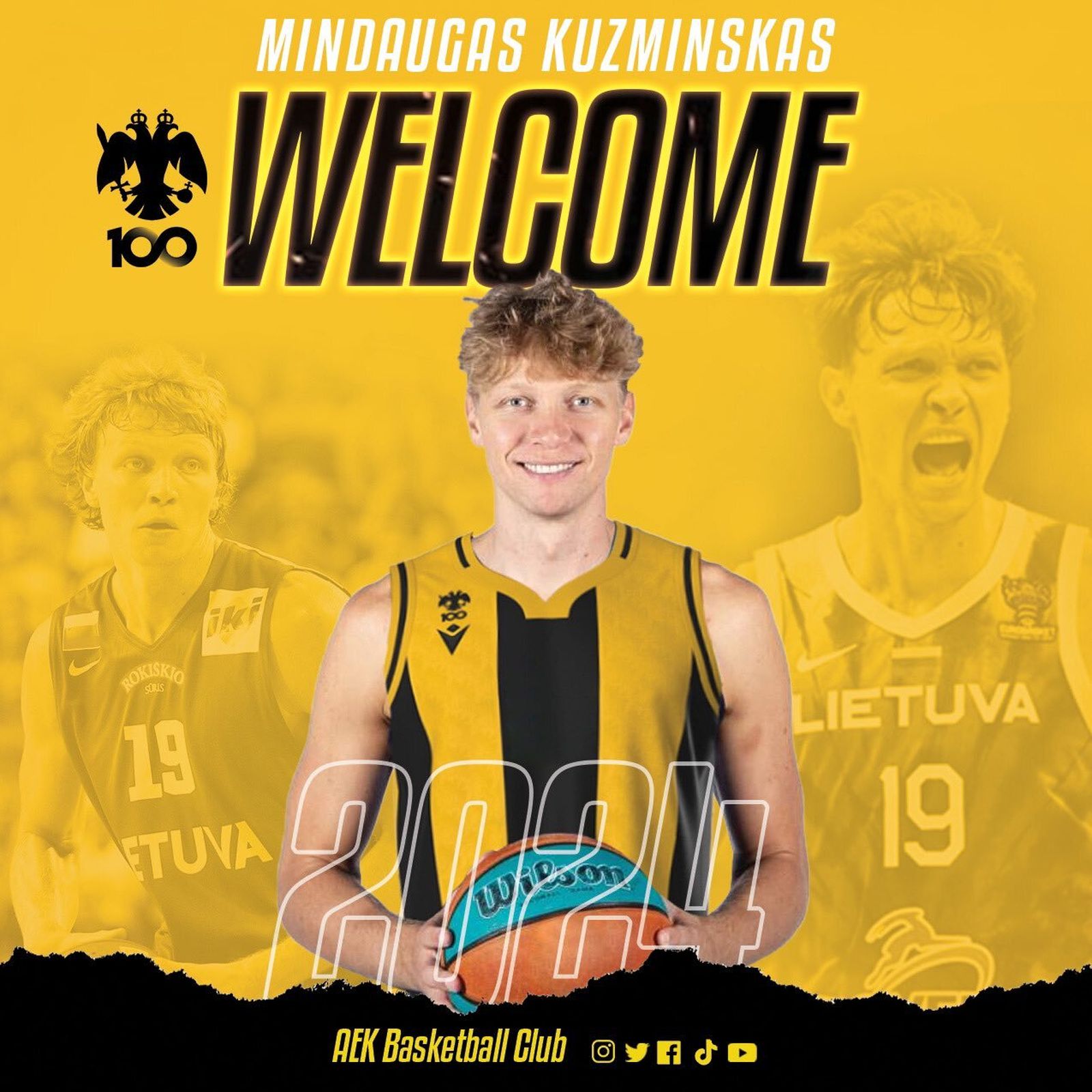 Mindaugas Kuzminskas se une a Joan Plaza en el AEK Atenas.