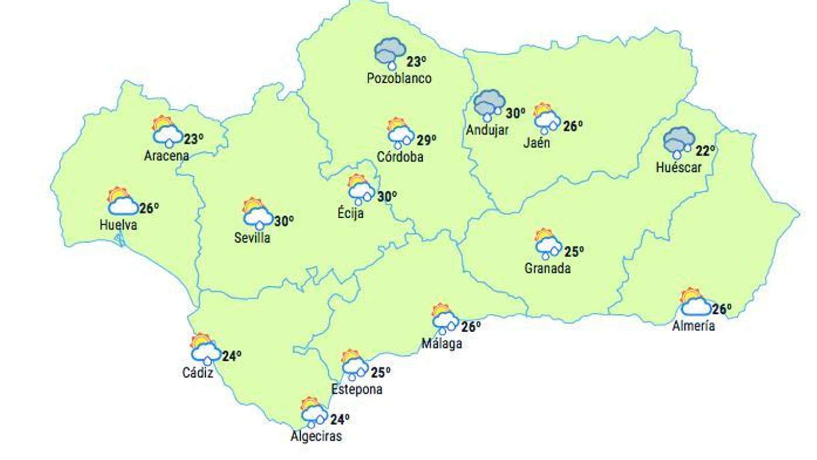 Previsión del tiempo en Andalucía para el 10 de junio de 2023