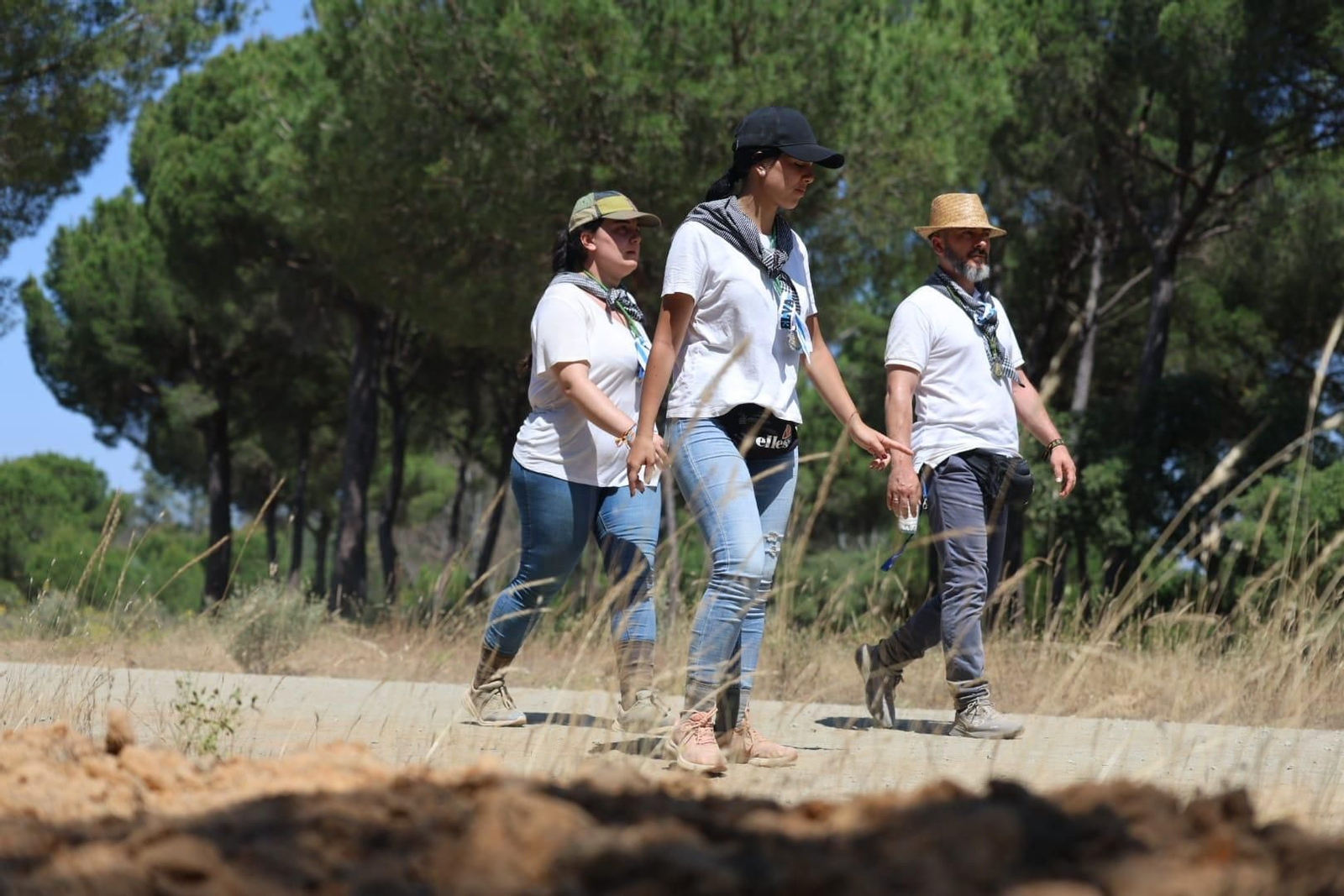 Ambientazo en el camino de Huelva al Rocío este viernes: imágenes de los peregrinos en La Matilla