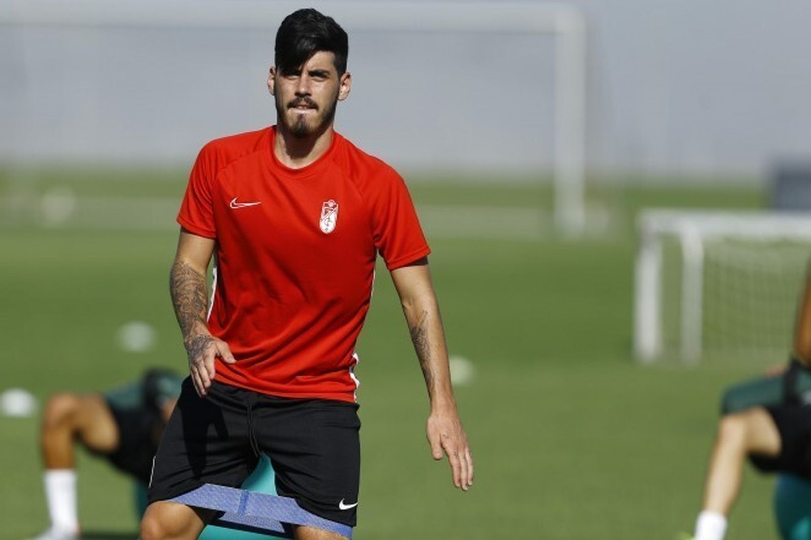 Antonio Montoro, en un entrenamiento con el Recreativo