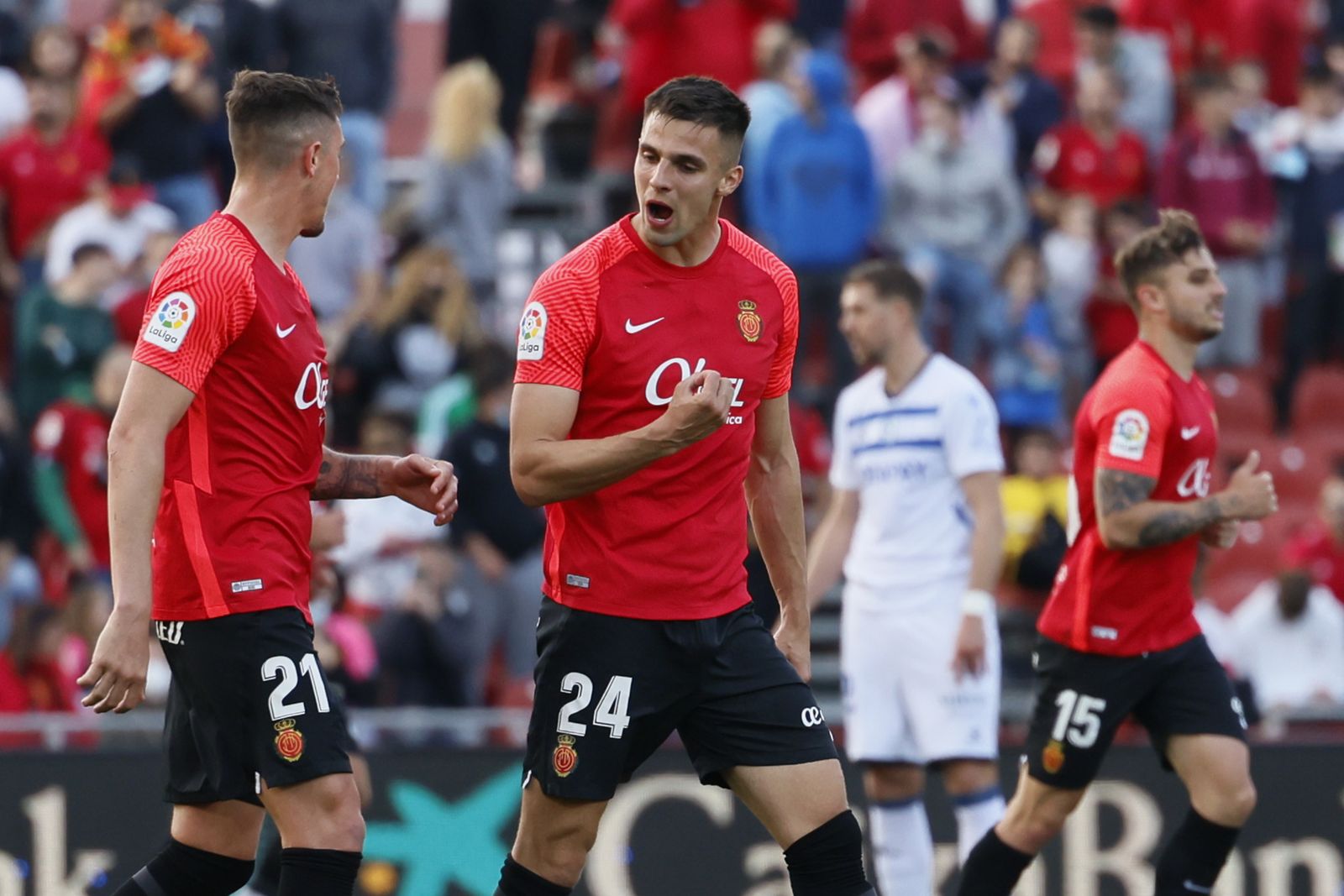 Valjent celebra uno de los goles ante el Alavés.