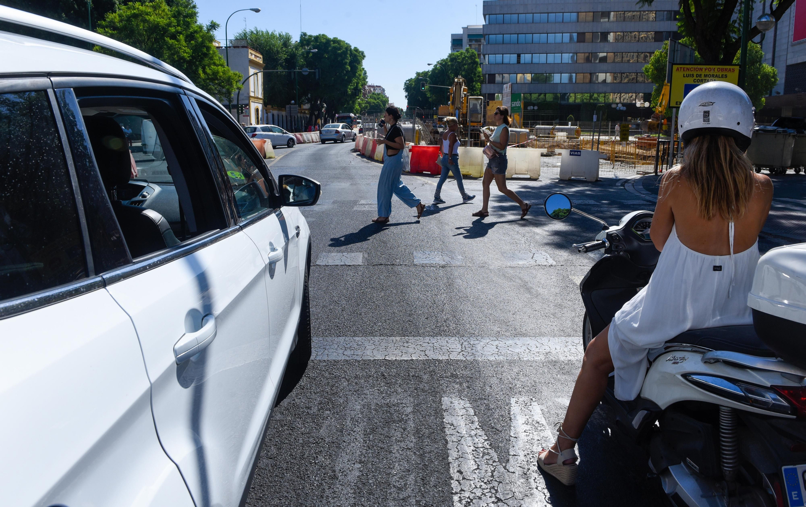 Imágenes de la situación de las obras del tranvía, en Nervión