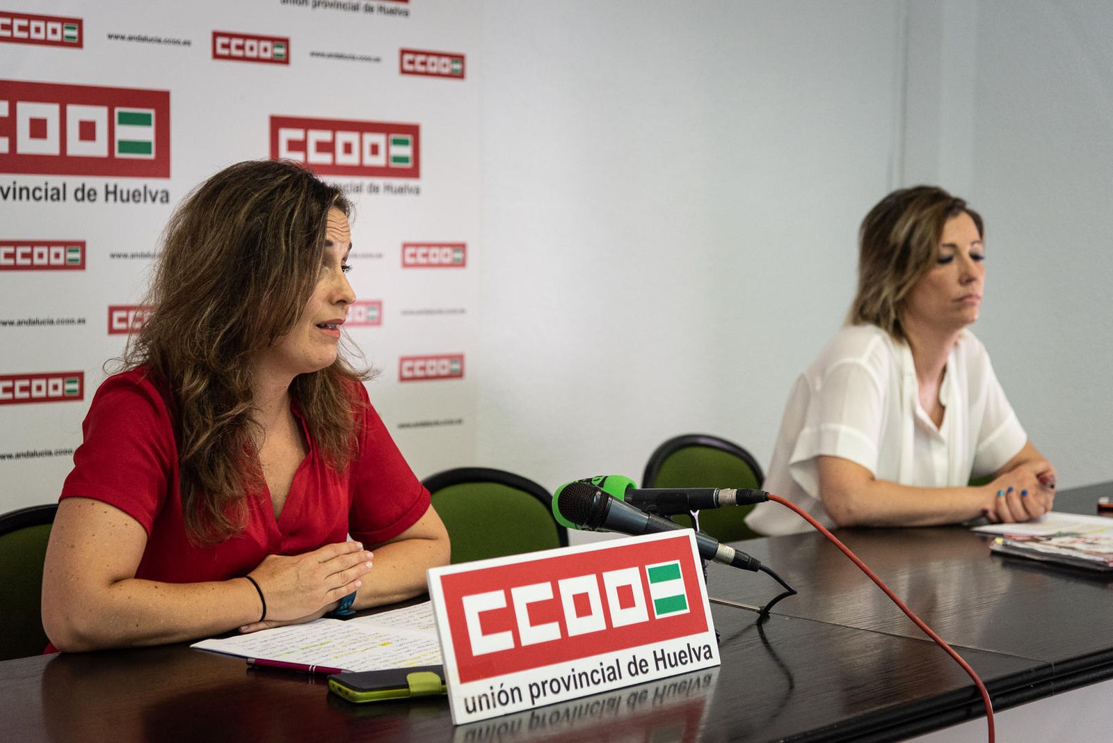 Marina Vega, secretaria general del Sindicato de Enseñanza de CCOO y María Benjumea, delegada de CCOO del comité de empresa de Al-Alba.