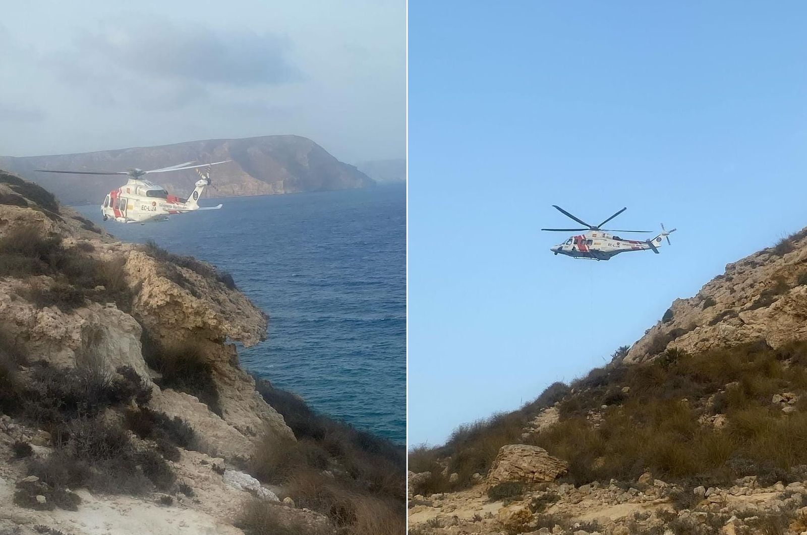 El helimer 205 de Salvamento Marítimo completó el rescate de la persona atrapada