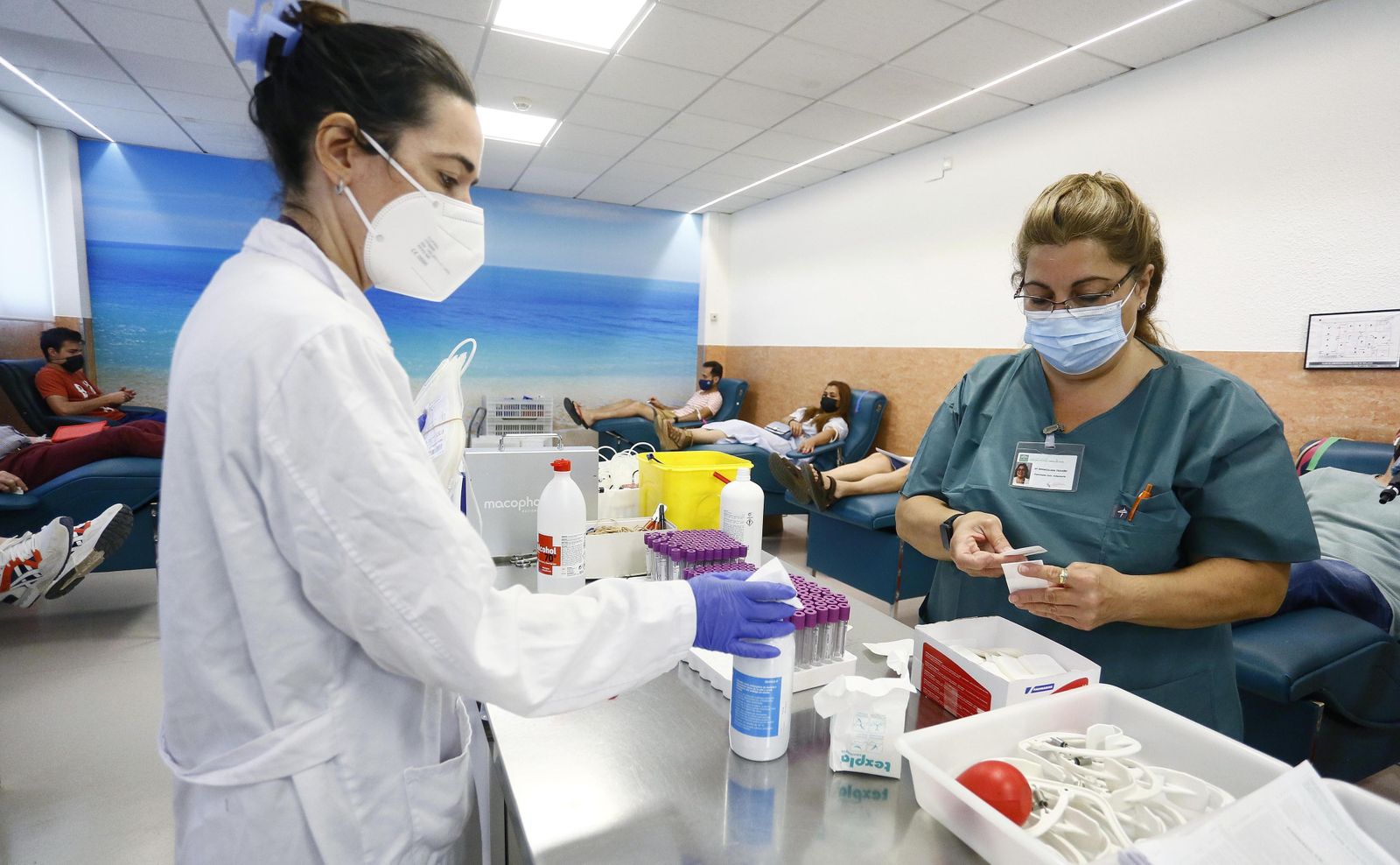 Sanitarios del Centro de Transfusión procesando sangre, en una imagen de archivo.