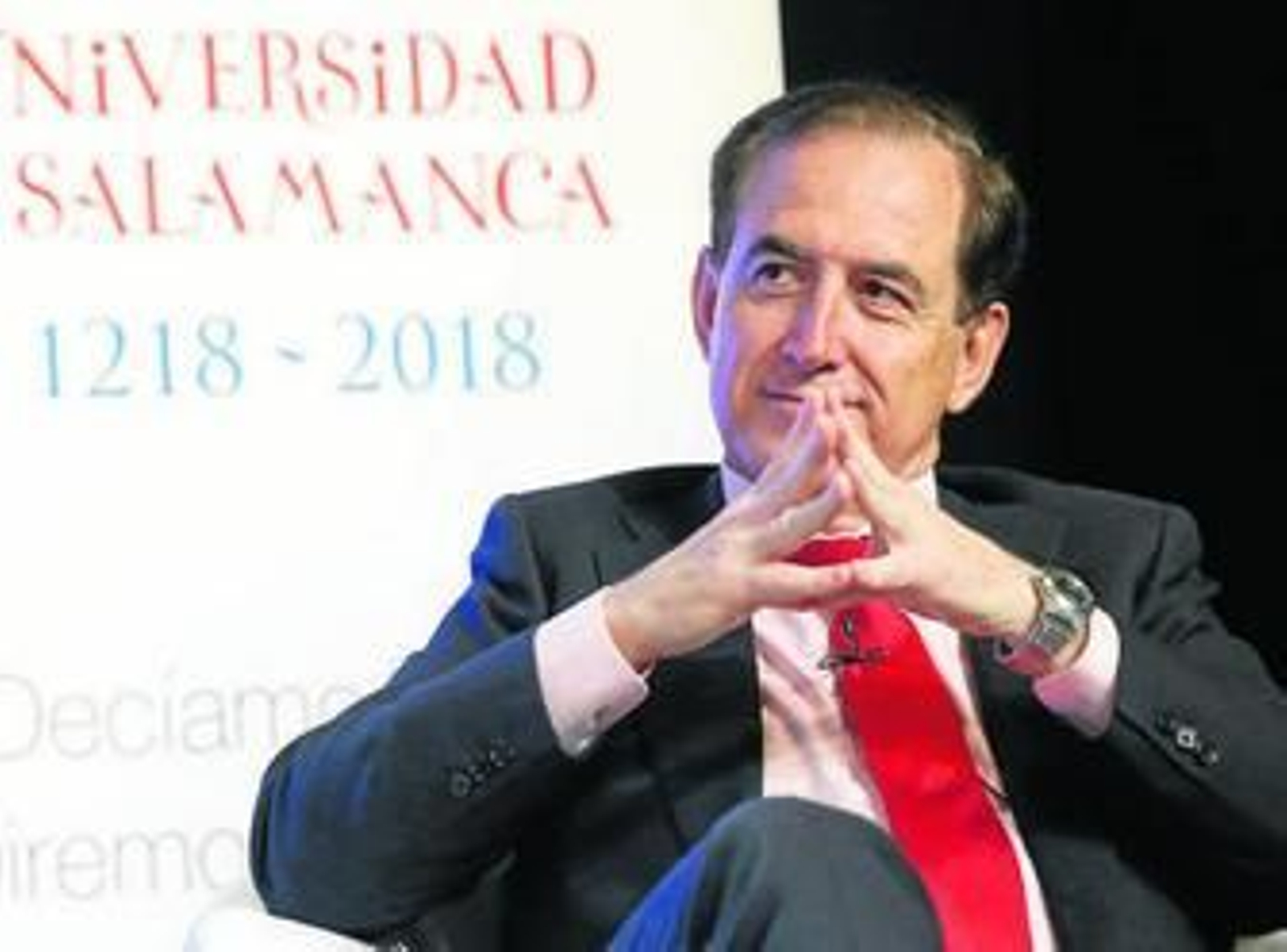El presidente de Mapfre, Antonio Huertas, en un debate reciente de la Universidad de Salamanca.