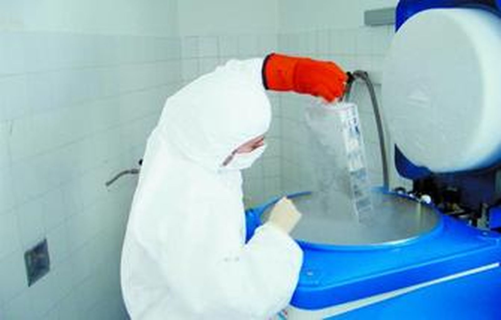 Un investigador del Banco de Células Madre de Granada trabaja con embriones congelados.