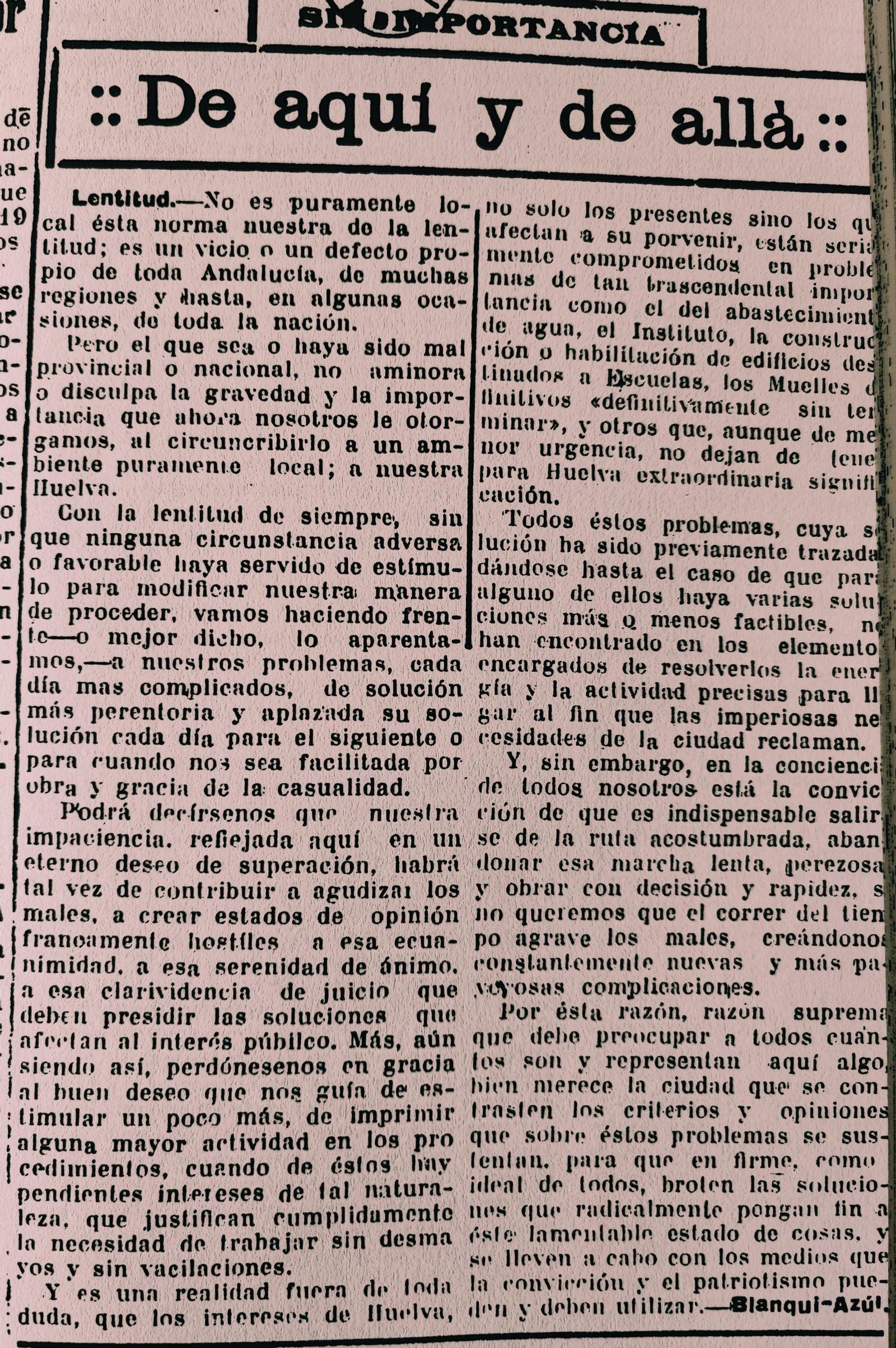 Diario de Huelva, 25-09-1931.