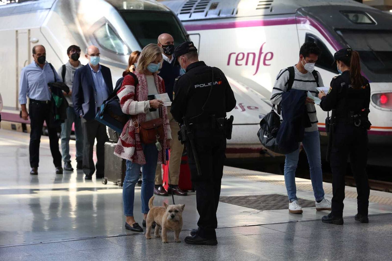Controles en la estación de tren de Málaga en el primer día de movilidad restringida en Andalucía