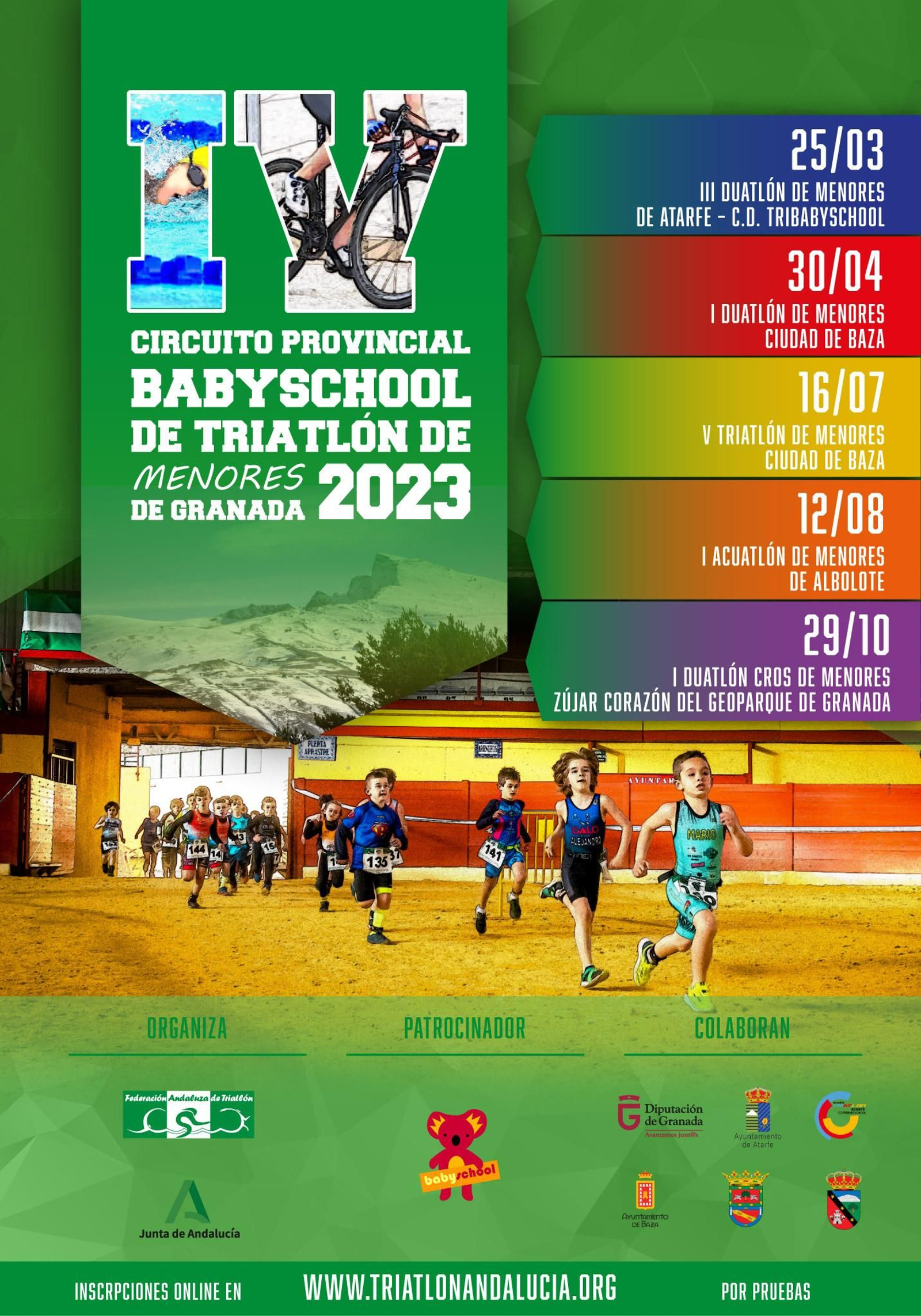 Cartel anunciador del IV Circuito Provincial Babyschool de Triatlón de Menores de Granada