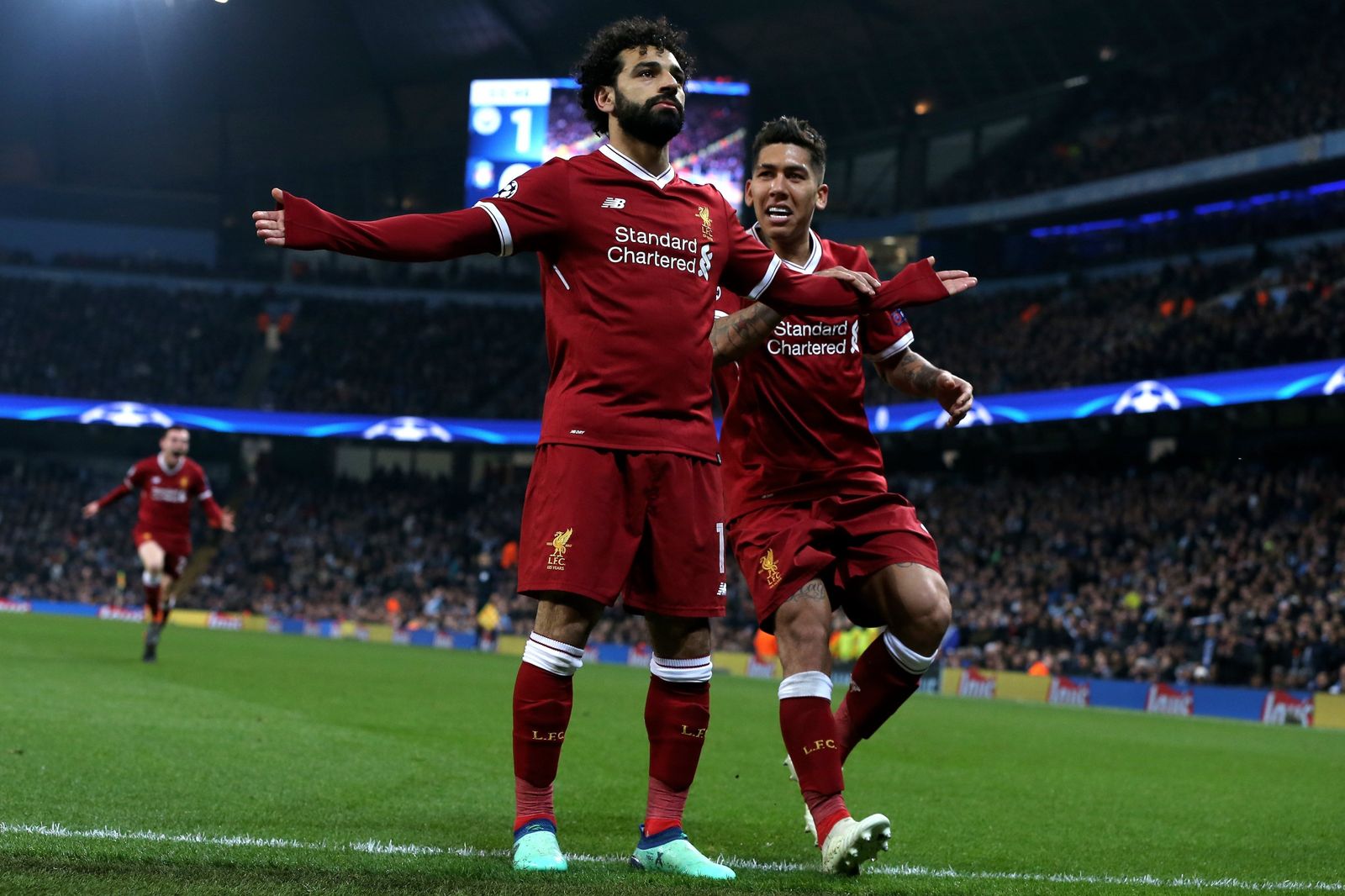Salah celebra en empate.
