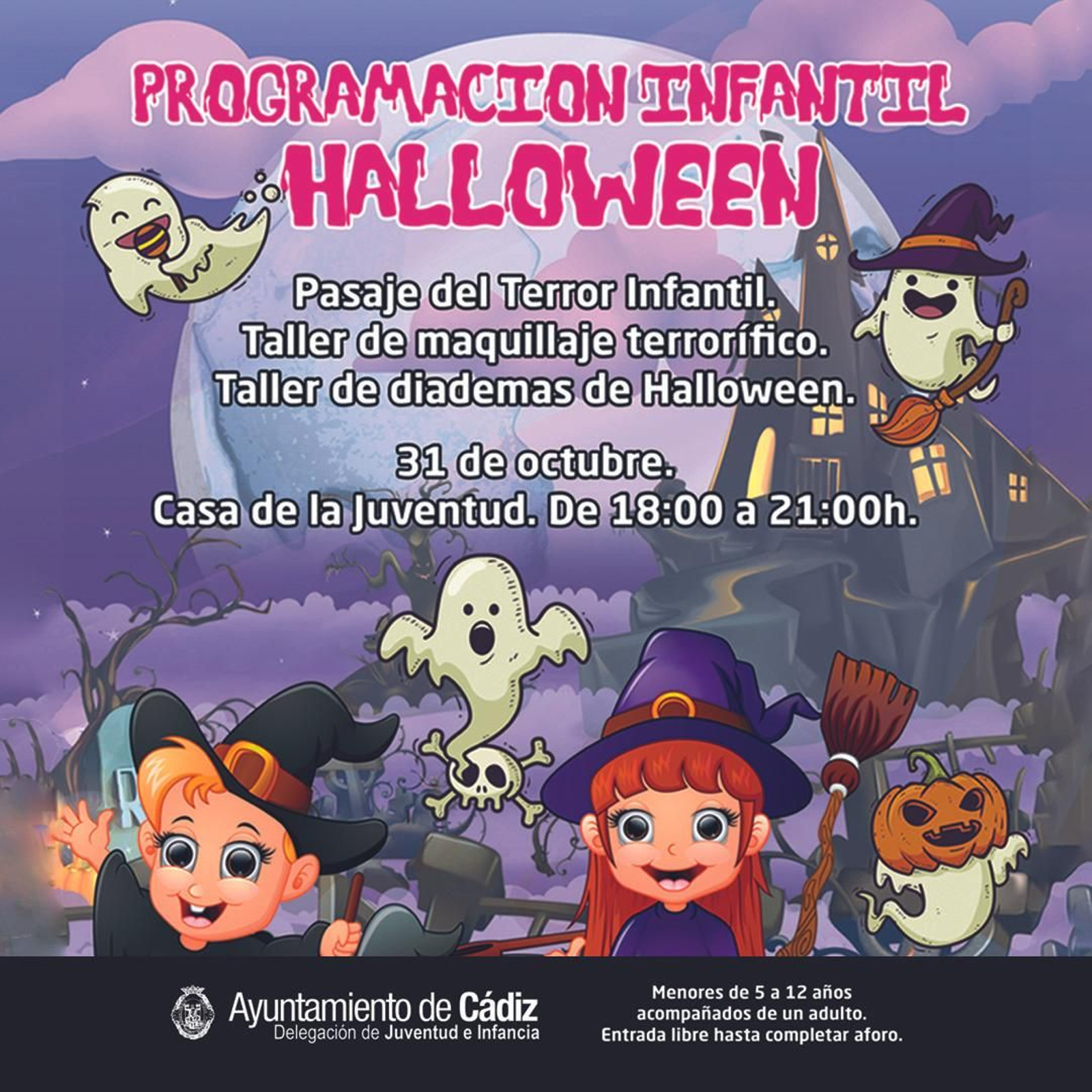 Programación infantl de Halloween en Cádiz.