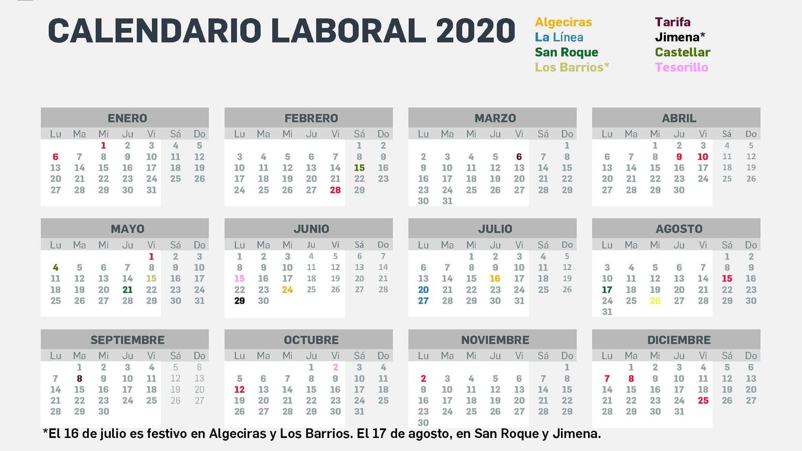 Calendario laboral 2020