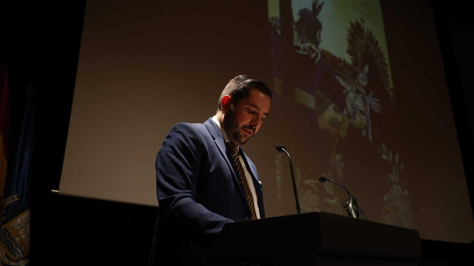 Pablo Moreno, durante la presentación del cartel de la Semana Santa de 2023.