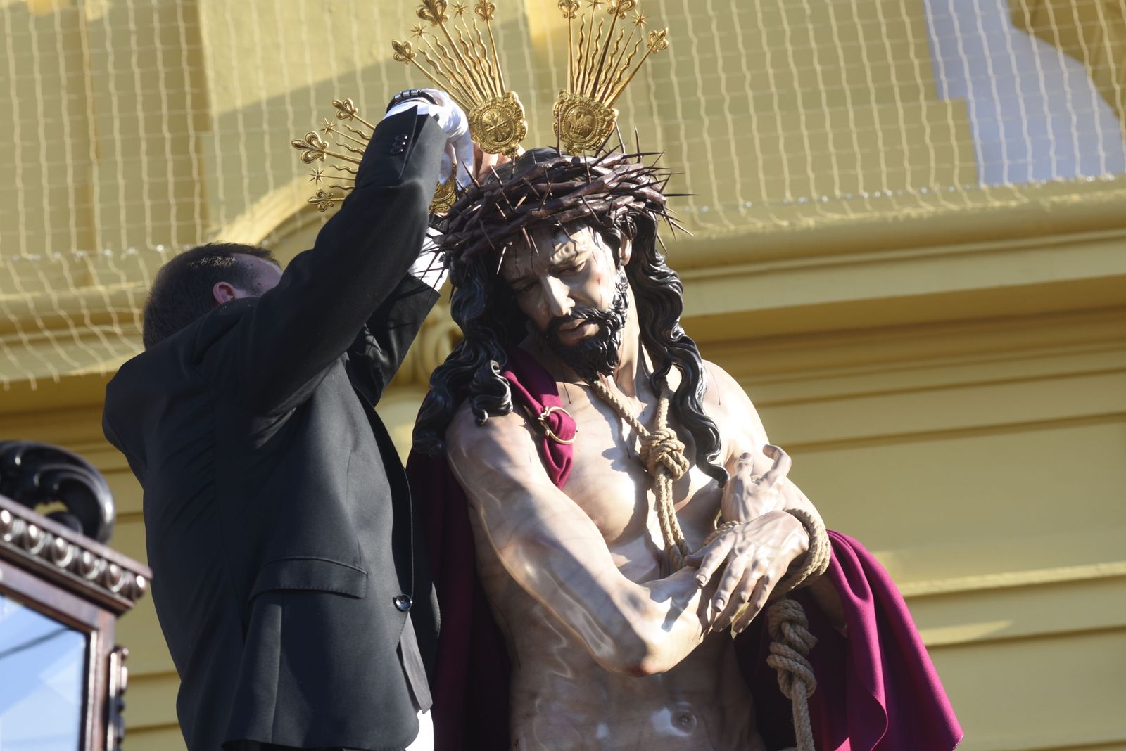 Nuestro Padre Jesús de los Afligidos en el inicio de la procesión de la Presentación al Pueblo de 2019.