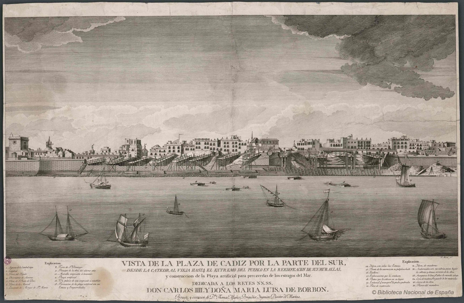 Francisco de Paula Martí. “Vista de la plaza de Cádiz 1787 por la parte del Sur. Biblioteca Nacionalde España.