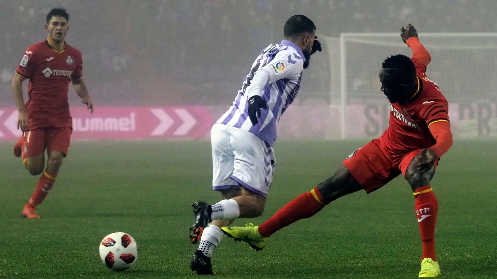 Un lance del partido entre el Valladolid y el Getafe.