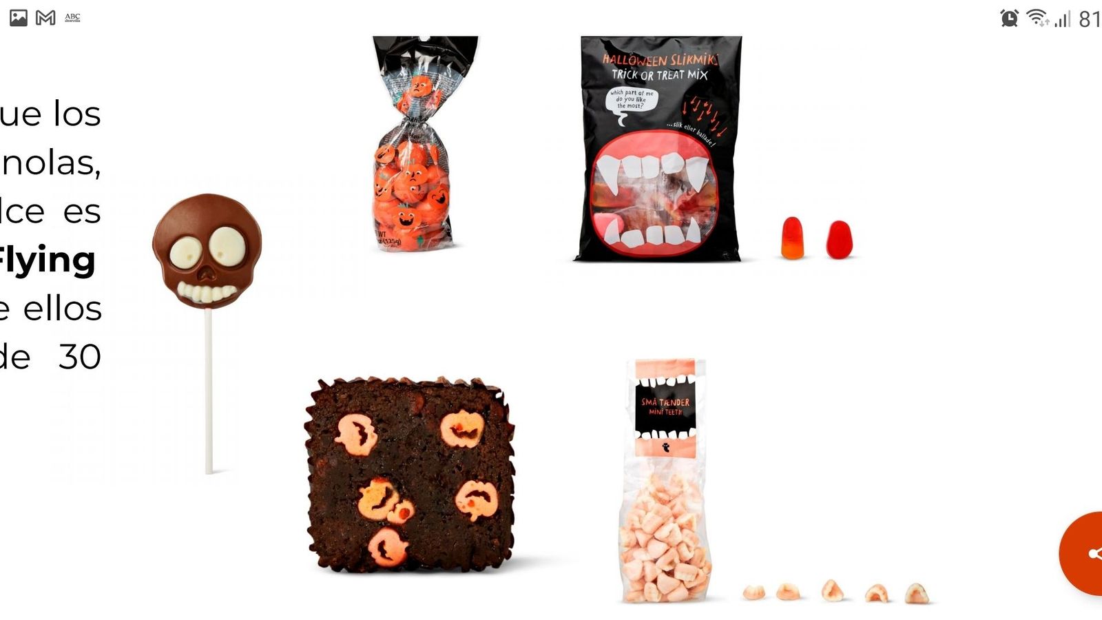 Dulces de Halloween.